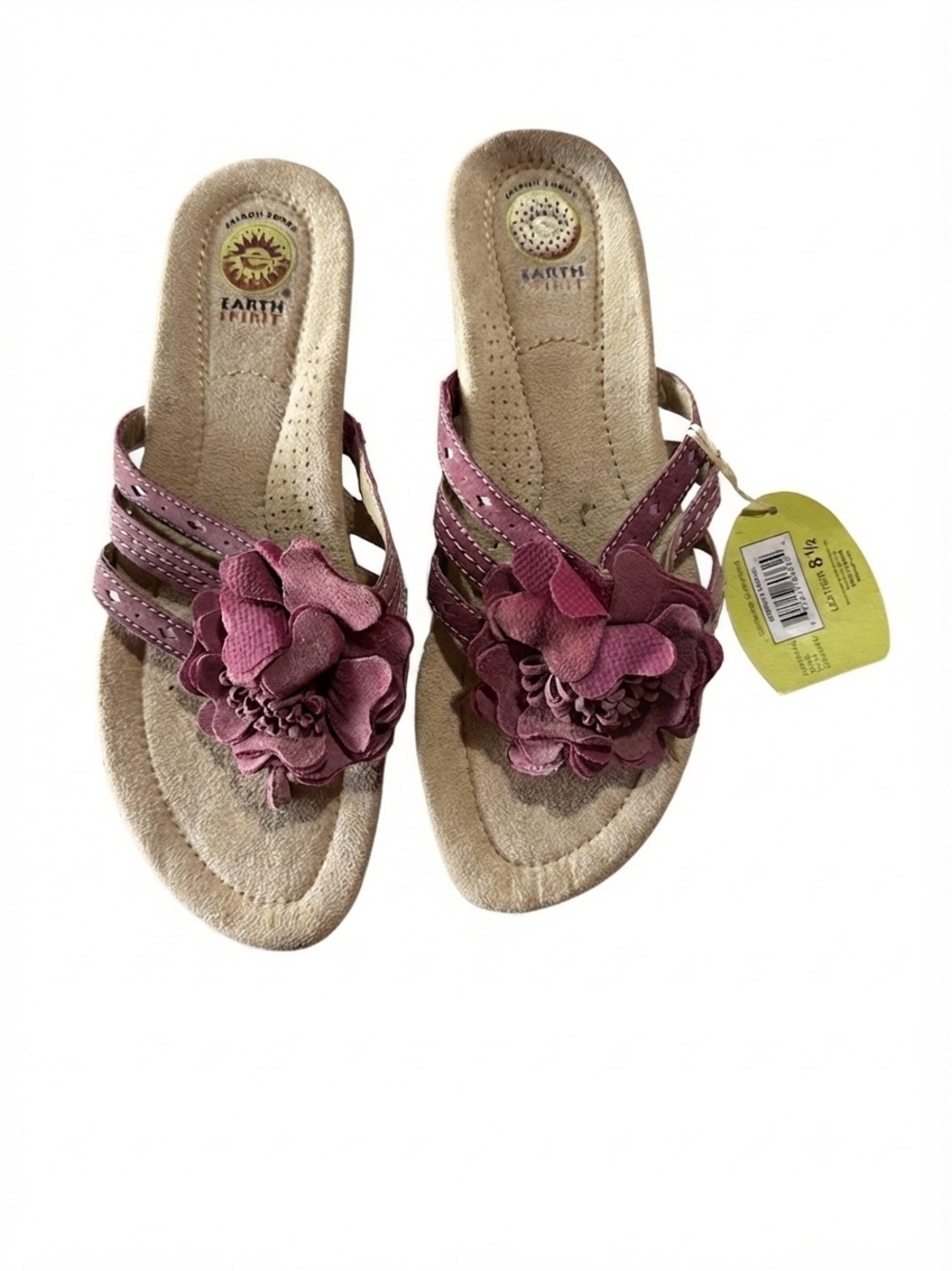 Earth Spirit Mauve Floral Slip-On Sandals size 8.5 NWT